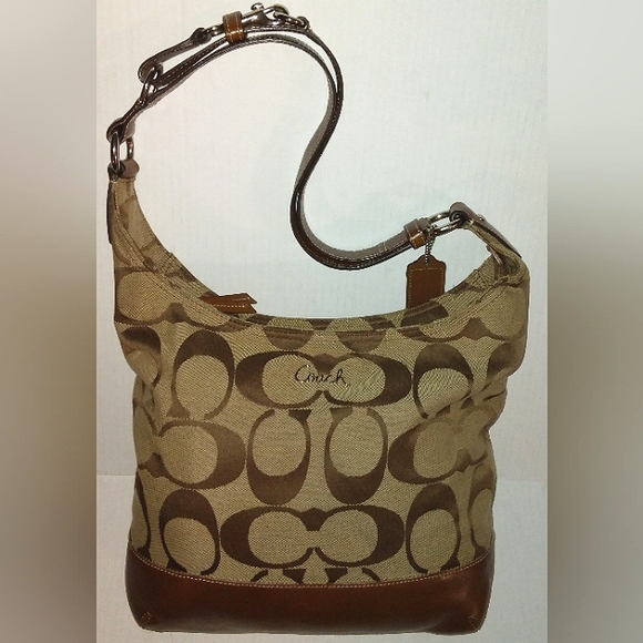 ☆Like New☆Gorgeous COACH Signature North South Convertible Pieced Leather Duffle - Picture 16 of 16